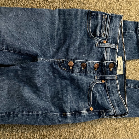 Madewell 11” High Rise Skinny Jeans Button Front Stretch Blue 24 Petite - Picture 3 of 7